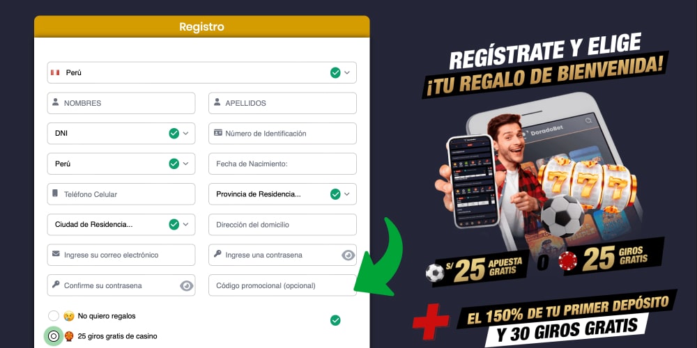 Cómo registrarse en Doradobet Perú
